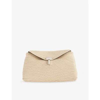 Totême Womens Pearl Mini T-lock Woven Clutch Bag In White