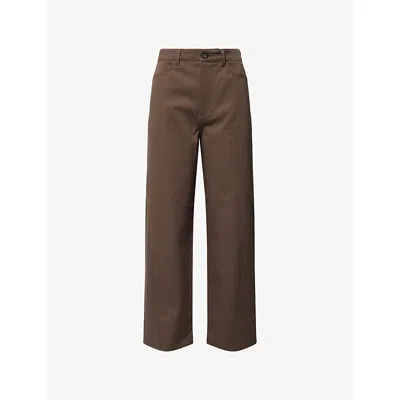 Totême Womens Pepper Twisted-seam Wide-leg Cotton-poplin Trousers In Brown