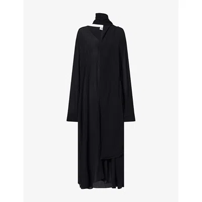 Totême Womens Round Neckline Woven Maxi Dress Black