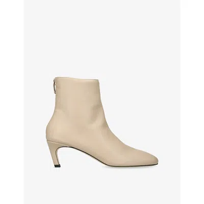 Totême Womens Soft Leather Heeled Ankle Boots Beige Eur 41 / 8 Uk