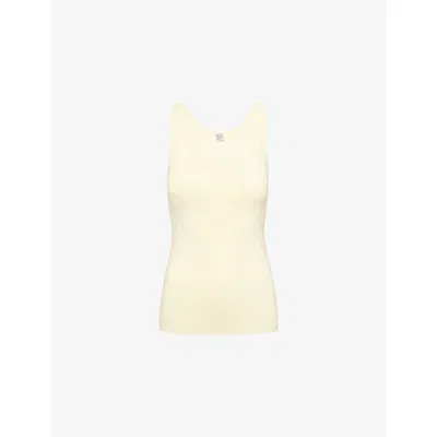 Totême Womens Compact Scoop-neck Knitted Tank Top Straw Xs