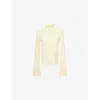 Totême Womens Straw Turtleneck Slit-sleeve Cashmere-blend Knitted Top In Yellow