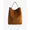 Totême Womens Tan Belted Suede Tote Bag In Brown
