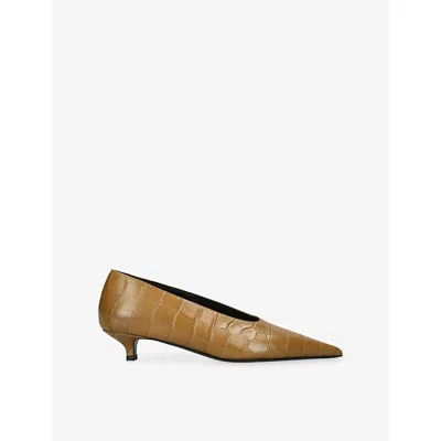 Totême Womens Toteme Sharp Croco-embossed Kitten Leather Pumps In Brown