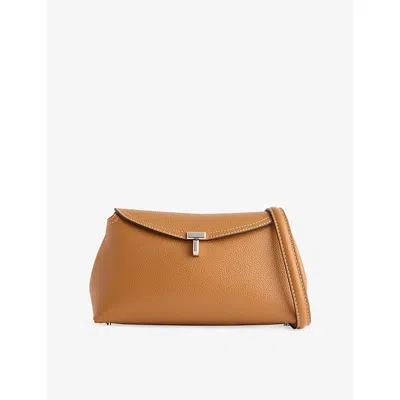 Totême Womens Tan T-lock Grained Leather Clutch Bag In Brown