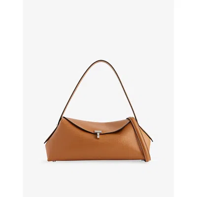 Totême Womens Tan T-lock Logo Leather Shoulder Bag In Brown