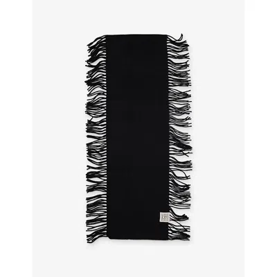 Totême Womens Tassel Wool And Cashmere Scarf Black