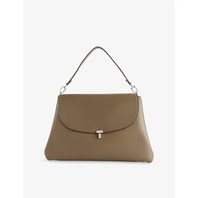 Totême Womens Taupe T-lock Leather Top Handle Bag In Brown
