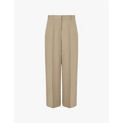 TOTÊME WOMENS TAUPE WIDE-LEG FLUID WOVEN TROUSERS