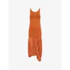 Totême Womens Terracotta Cocoon Draped Woven Tank Dress In Brown