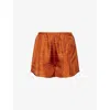 Totême Womens Terracotta Embroidered Monogram Embroidered Silk Pyjama Shorts In Brown