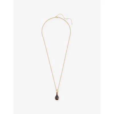 Totême Womens Tiger's Eye 24ct Yellow Gold-plated Brass And  Swarovski® Crystal Drop Pendant Necklace Tiger In Tigers Eye