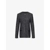 Totême Womens Black White Collarless Cinched Wool-blend Jacket In Black