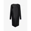 Totême Womens Collarless Tailored Long Silk Coat Black