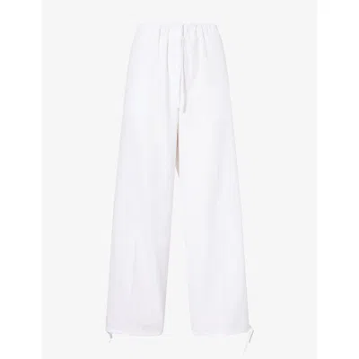 Totême Womens Toteme Drawstring Cotton Trousers In White