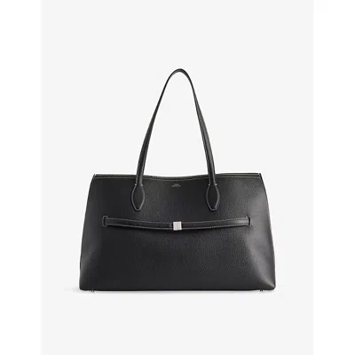 Totême Womens Black Lounge Belted Leather Tote Bag