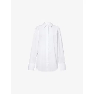Totême Womens White Oversized Striped Cotton-poplin Shirt