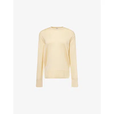 Totême Womens Champagne Round-neck Long-sleeves Wool And Silk Jumper In Neutral