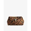 Totême Womens Leopard T-lock Pony Hair Mini Leather Clutch In Brown