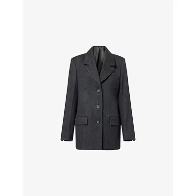 Totême Womens Toteme Twill Notch-lapels Wool Jacket In Black