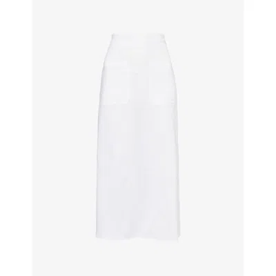 Totême Womens White Tie-waist Flared Cotton And Linen Midi Skirt