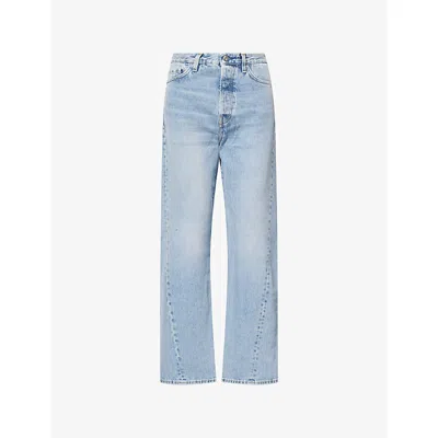 Totême Womens Worn Blue Twisted-seam Straight-leg Denim Jeans