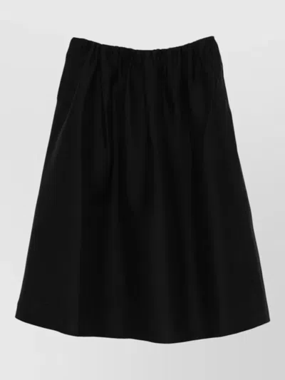 Totême Wool A Line Midi Skirt Side Pockets In Black