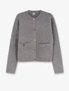 Totême Grey Cashmere Blend Knit Cardigan In Gray