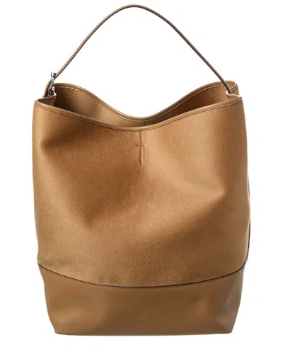 Totême Toteme Wool & Leather Tote In Beige