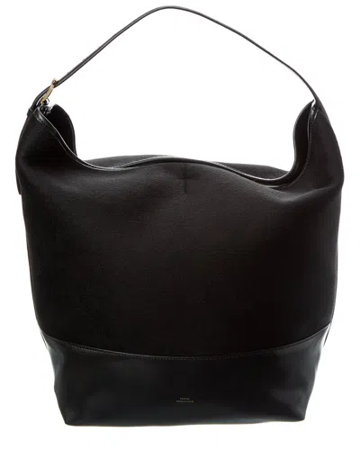 Totême Toteme Wool & Leather Tote In Black