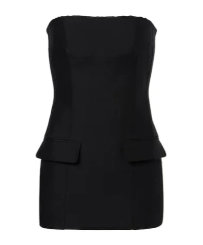 Totême Strapless Wool And Silk-blend Bustier Top In Black