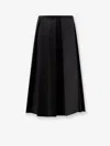 Totême Pleated Wool And Silk Midi Skirt In Black