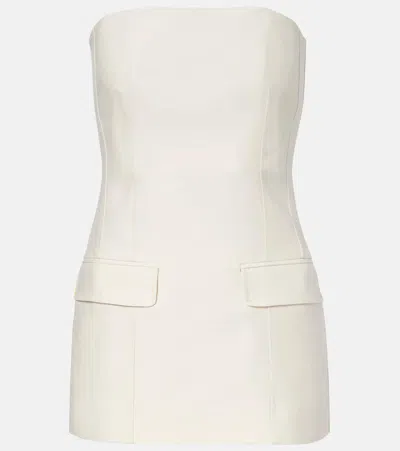 Totême Strapless Darted Wool And Silk-blend Crepe Bustier Top In White