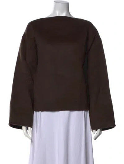 Pre-owned Totême Wool Bateau Neckline Sweater In Brown