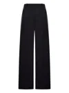 Totême Fluid Trousers With Wide Leg And Pleats In Black
