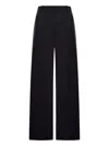 Totême Fluid Trousers With Wide Leg And Pleats In Blue