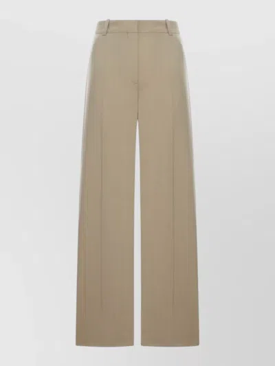 Totême Wool Blend High Waist Wide Leg Trousers In Brown