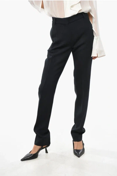 Totême Wool Blend Slim Fit Pants With Concealed Closure In Black