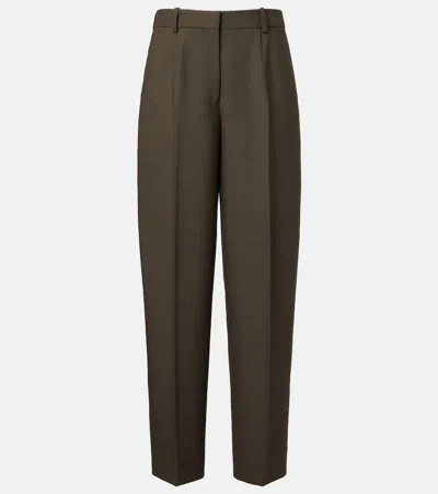 Totême Wool-blend Wide-leg Trousers In Green