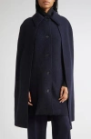 Totême Toteme Wool Bouclé Cape Coat In Blue