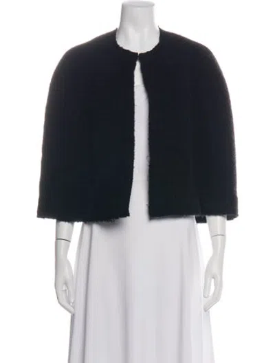Pre-owned Totême Wool Boucle Cape Wool Jacket In Black
