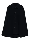 Totême Wool Cape Coat Rear Vent Side Pockets In Black