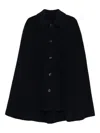 Totême Wool Cape Coat Rear Vent Side Pockets In Black