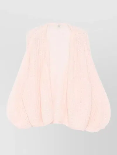 Totême Wool Cardigan Balloon Sleeves Dropped Shoulders In Pink
