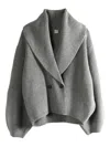 Totême Womens Grey Shawl-lapel Knitted Wool-blend Cardigan In Gold