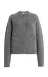 Totême Womens Grey Melange Hammered Button Round-neck Wool-blend Cardigan Xs In Gray
