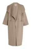 Totême Signature Draped Wool And Cashmere-blend Coat In Grey