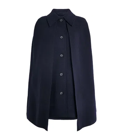 Totême Wool Collared Cape Coat In Black