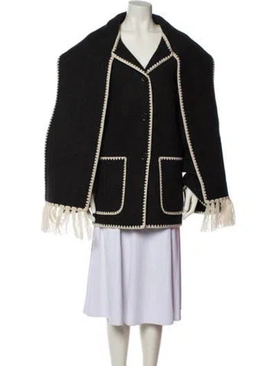 Pre-owned Totême Wool Colorblock Pattern Coat In Gray