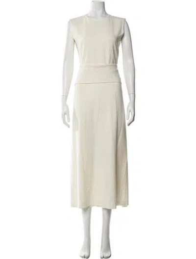 Pre-owned Totême Wool Crepe Band Dress Long Dress In Neutral